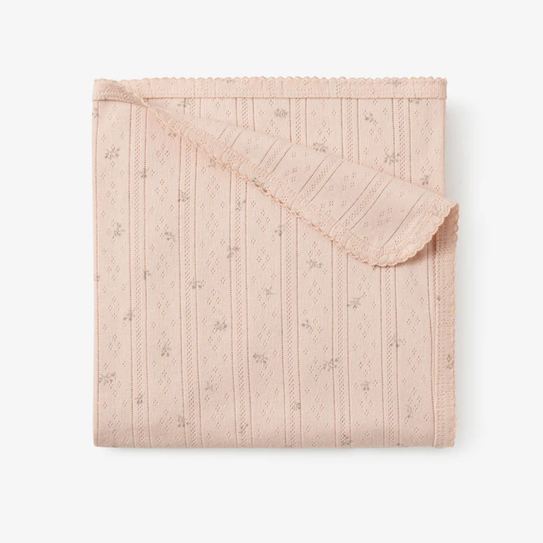 Blush Floral Organic Cotton Pointelle Baby Blanket | Elegant Baby