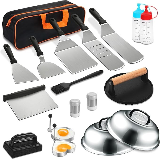 19PCS Griddle Accessories Kit, Stainless Steel Flat Top Grill Accessories Set for Blackstone and ... | Amazon (US)