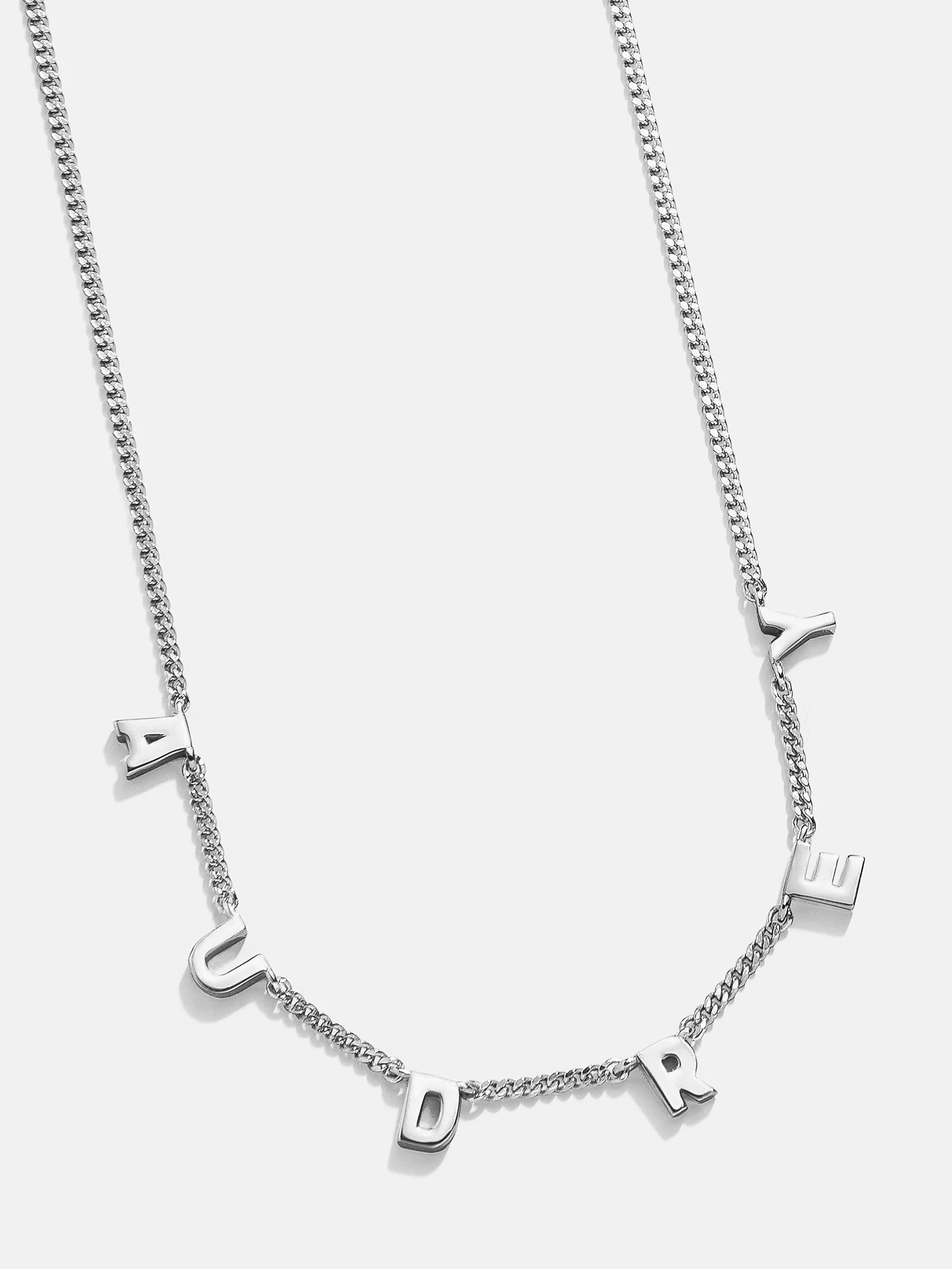 Mini Sterling Silver Spaced Letter Custom Name Necklace - Sterling Silver | BaubleBar