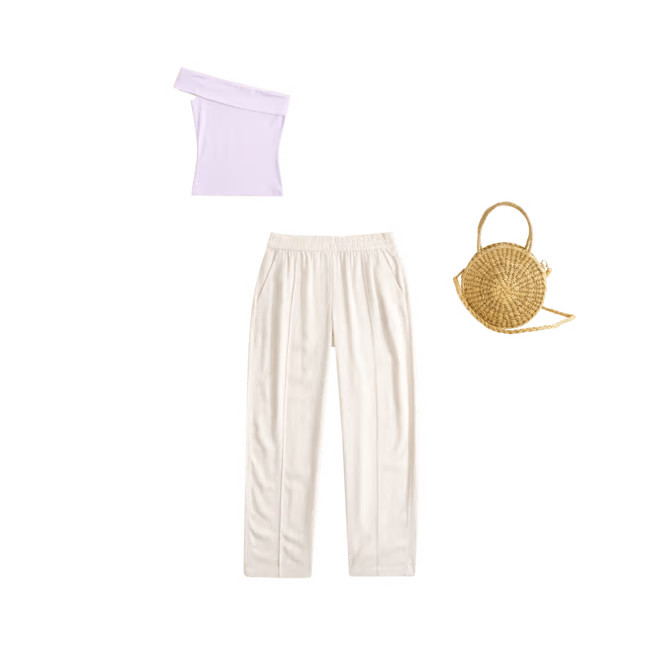 Straight Linen-Blend Pull-On Pant | Abercrombie & Fitch (US)