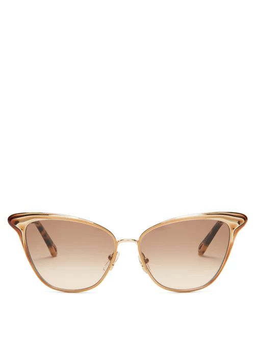 Chloé - Felicy Cat-eye Metal Sunglasses - Womens - Gold | Matches (US)