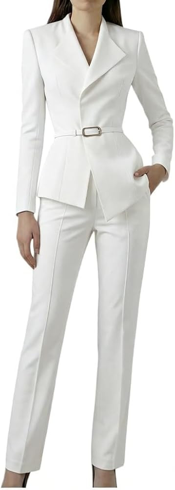 2 Pieces Suit for Women Casual Profession Jacket and Pants Slim Fit Coat Work Office Lady Suit Bu... | Amazon (US)