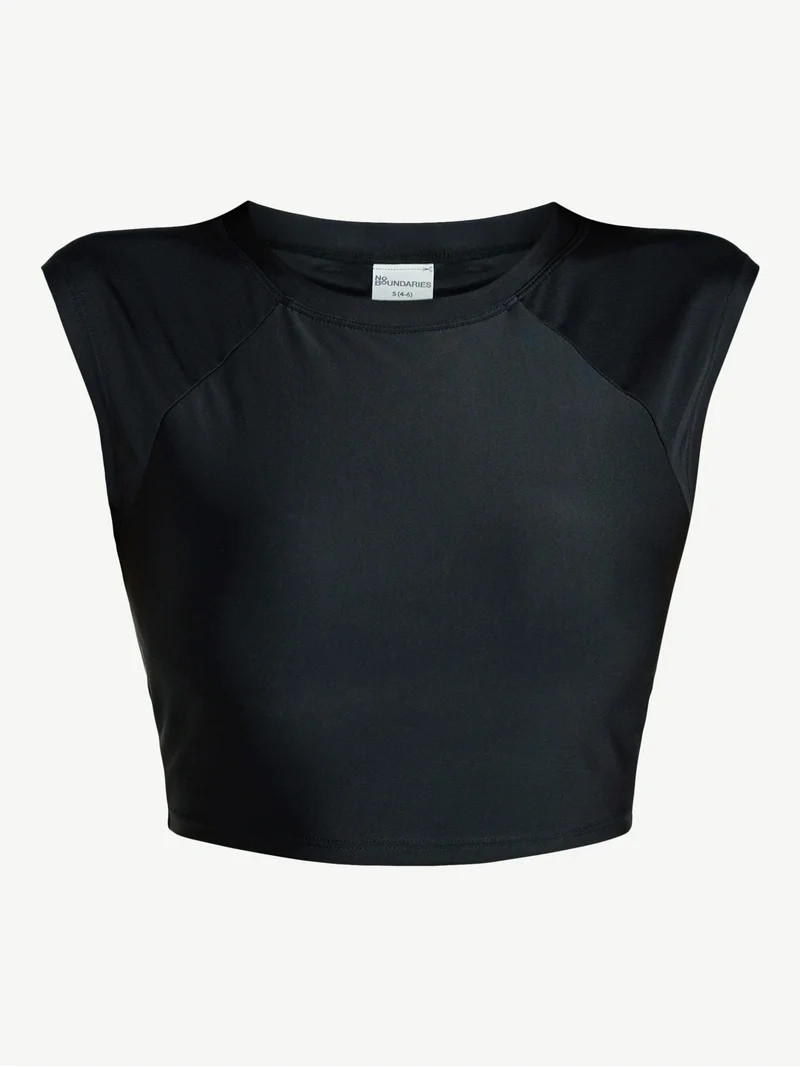 No Boundaries Kona Crush Rashguard Crop Top with Short Sleeves, Women’s XXS-XXL | Walmart (US)