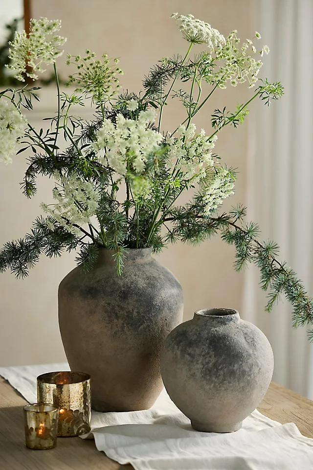 Avery Terracotta Vase in Grey, Size: Small at Terrain | Terrain