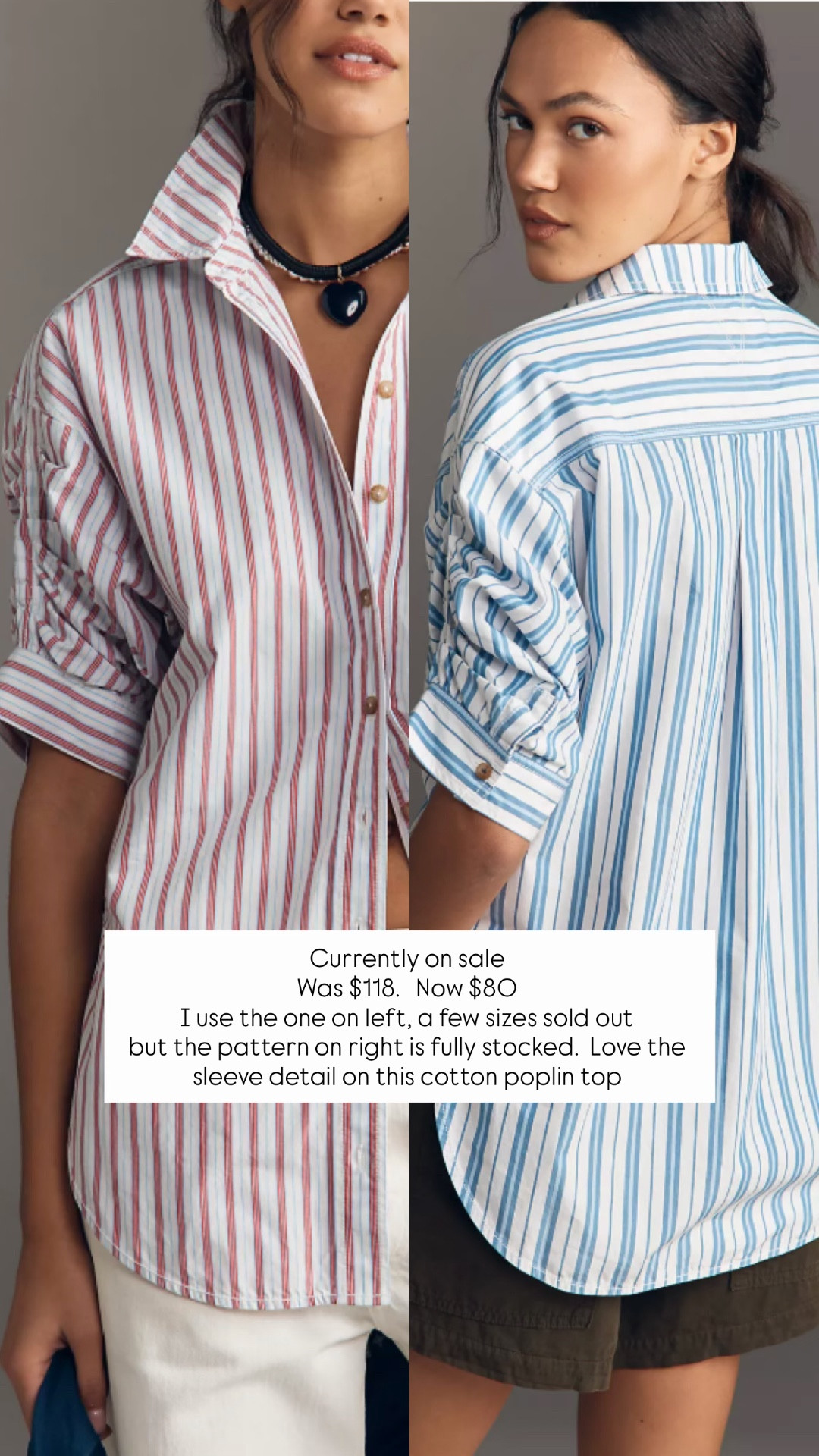 This cotton poplin button up is so great. I have the pattern on the left and several of you guys have grabbed it as well.

Currently on sale! Some sizes have sold out. 

@Anthropologie ￼

#LTKSaleAlert #LTKOver40 #LTKootd
