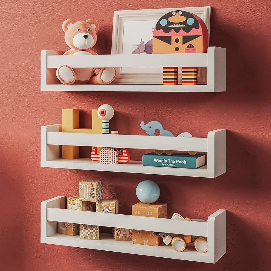Amazon.com: NATURE SUPPLIES Set of 3 White Nursery Room Shelves, Solid Wood Ideal for Books Toys ... | Amazon (US)