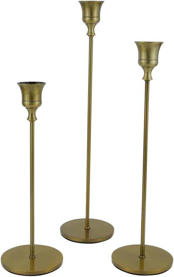 Ptuiase Metal Brass Candle Holder for Pillar Candles（10.6 inch Tall Candlestick Holders, for 1/... | Amazon (US)