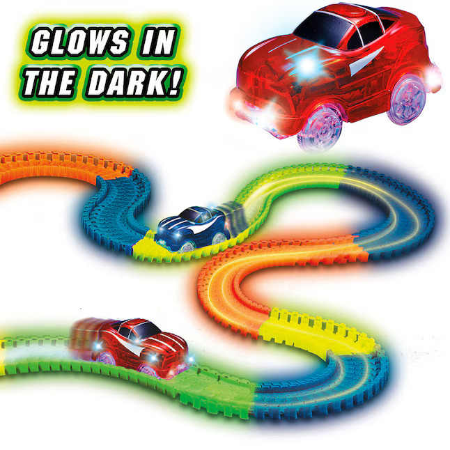 Magic Tracks Glow in the Dark Flexible Track Race Car Set | Lowe's