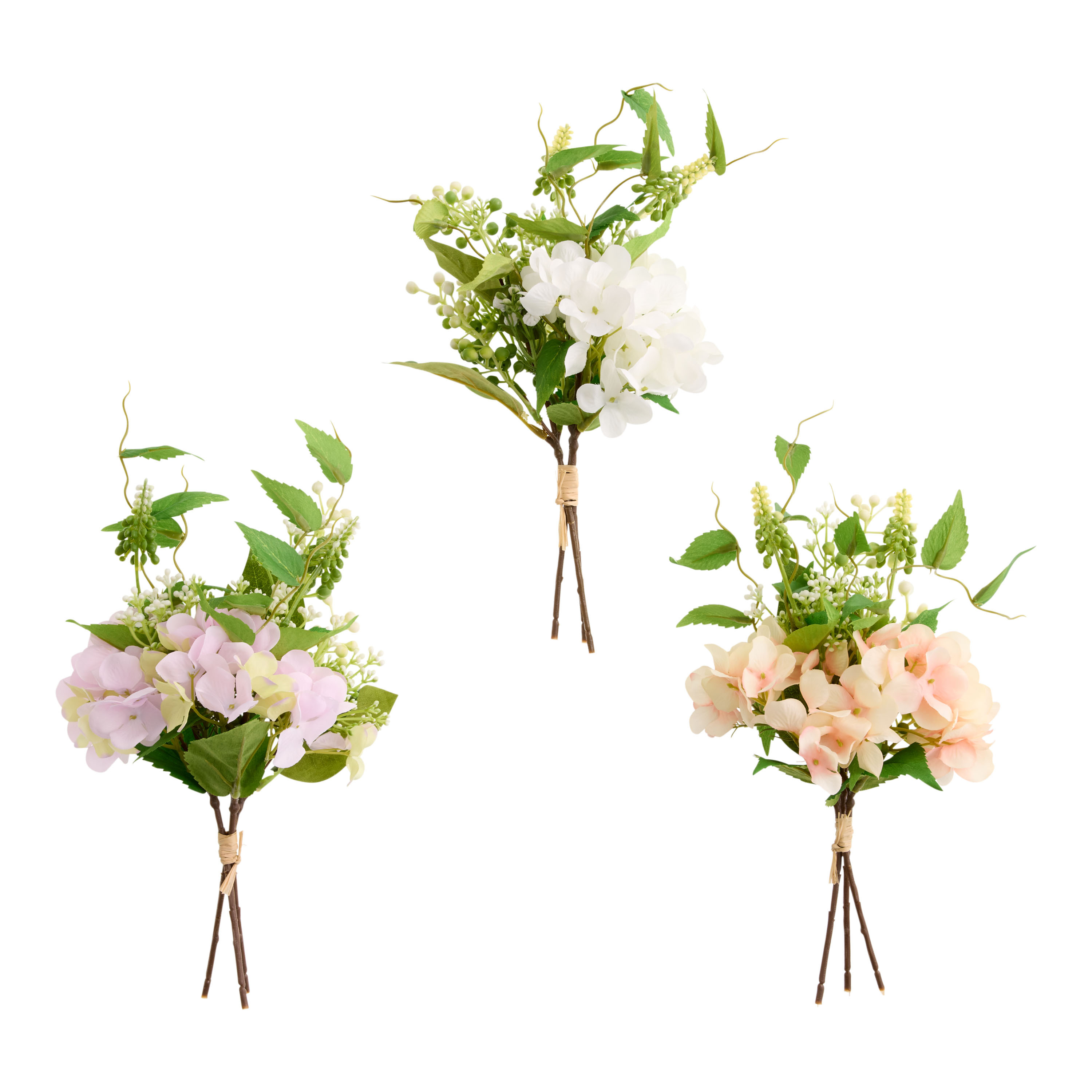 Faux Hydrangea and Greenery Bunches Set of 3 | World Market