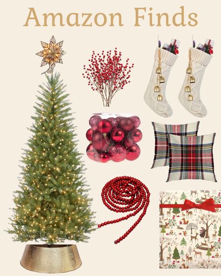 Christmas decorating living room ideas from Amazon, net, stockings, red ornaments, Red wood beads

#LTKHoliday #LTKhome #LTKstyletip