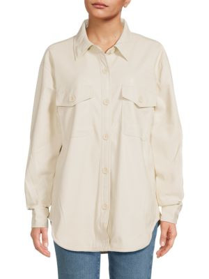 Better Than Leather Faux Leather Shacket | Saks Fifth Avenue OFF 5TH