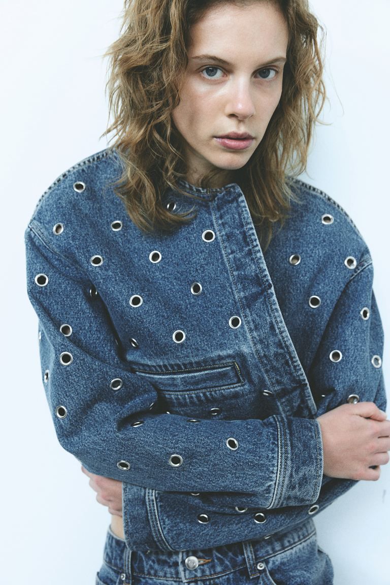 Eyelet-detail denim jacket | H&M (UK, MY, IN, SG, PH, TW, HK)