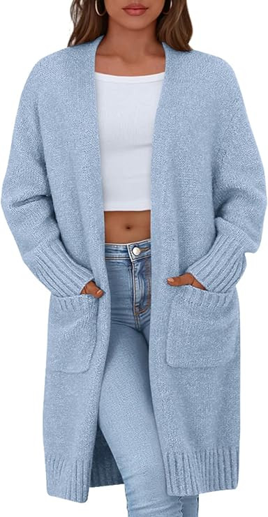 PRETTYGARDEN Open Front Cardigan Sweaters for Women | Soft Stretchy,Ribbed Cuffs & Hem,Drop Shoul... | Amazon (US)