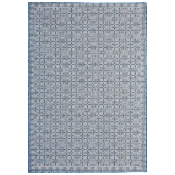 Nicole Miller New York Patio Country Luna Geometric Indoor/Outdoor Area Rug, Blue/Gray | Wayfair North America