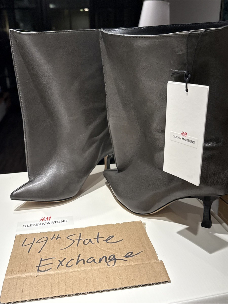 H&M Glenn Martens Heeled Leather Ankle Boot Sz US 5 EU 36 NWT SOLD OUT FAST SHIP | eBay US