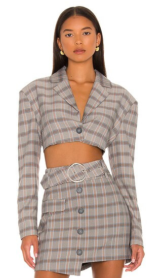 Kym Crop Blazer in Grey | Revolve Clothing (Global)