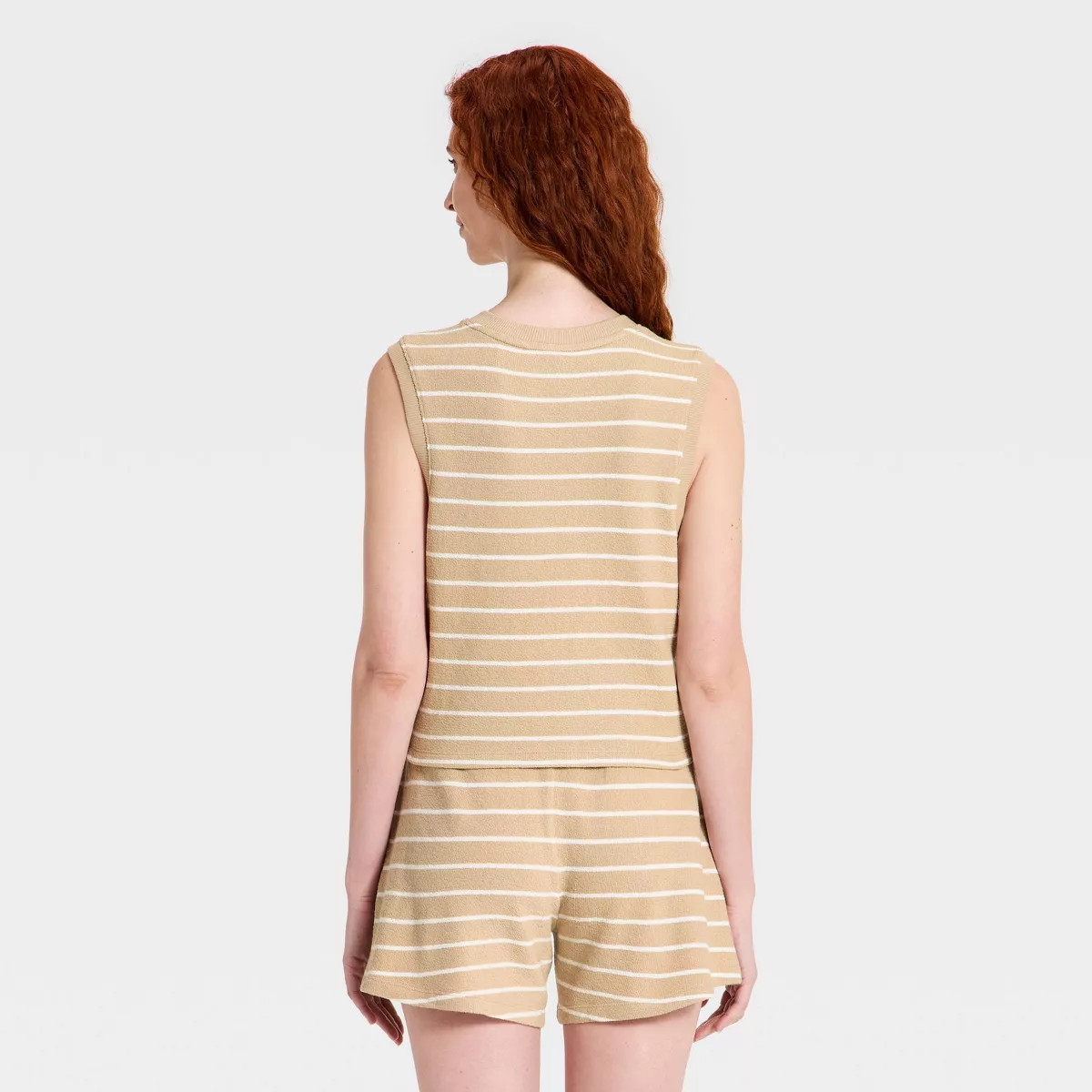 Women's Knit Muscle Tank Top - Universal Thread\u2122 Tan Striped XS | Target