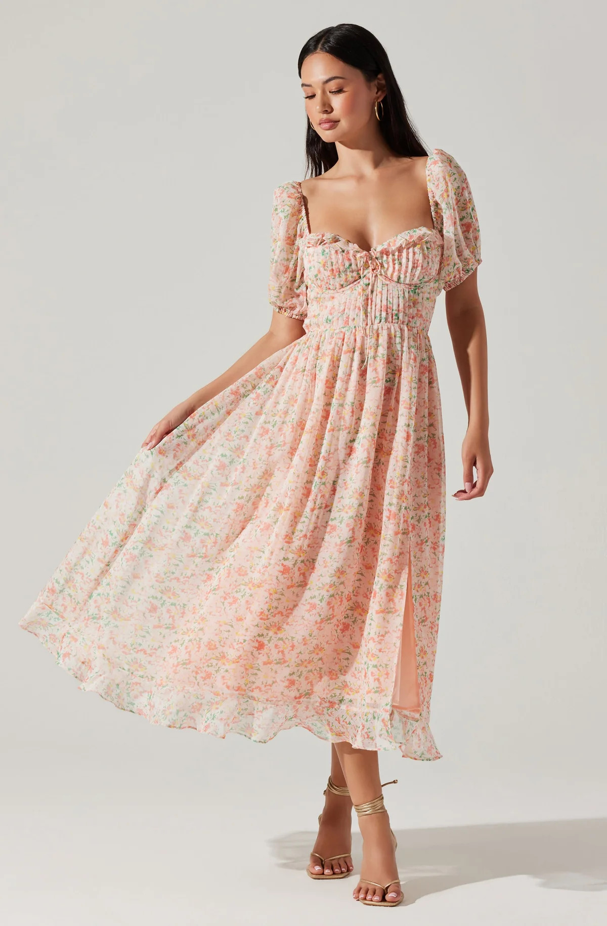 Lunaria Pleated Floral Midi Dress | ASTR The Label (US)