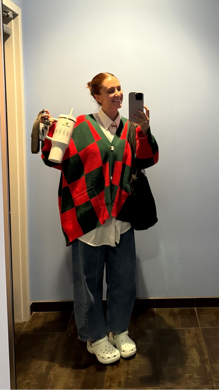 New favorite cardigan! Orange and Green oversized from Dressed in La La