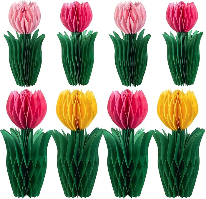 8 Pcs Tulip Honeycomb Decorations, Spring Decorations for Office, Table Decor, Tulip Party Decora... | Amazon (US)