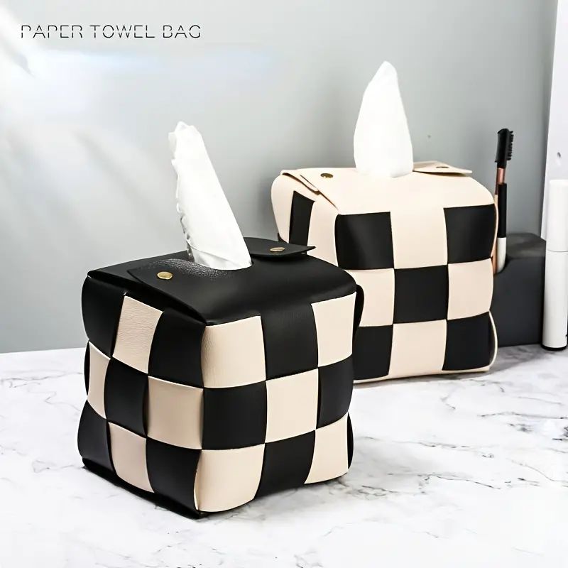 Leather Chessboard Pattern Tissue Box Roll Paper Towel Box - Temu | Temu Affiliate Program