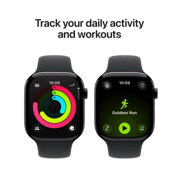 Apple Watch Series 11 [GPS 46mm] Smartwatch with Jet Black Aluminum Case with Black Sport Band - ... | Walmart (US)