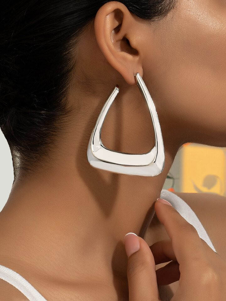1pair Big Geometric Design Enamel Coated Earrings | SHEIN