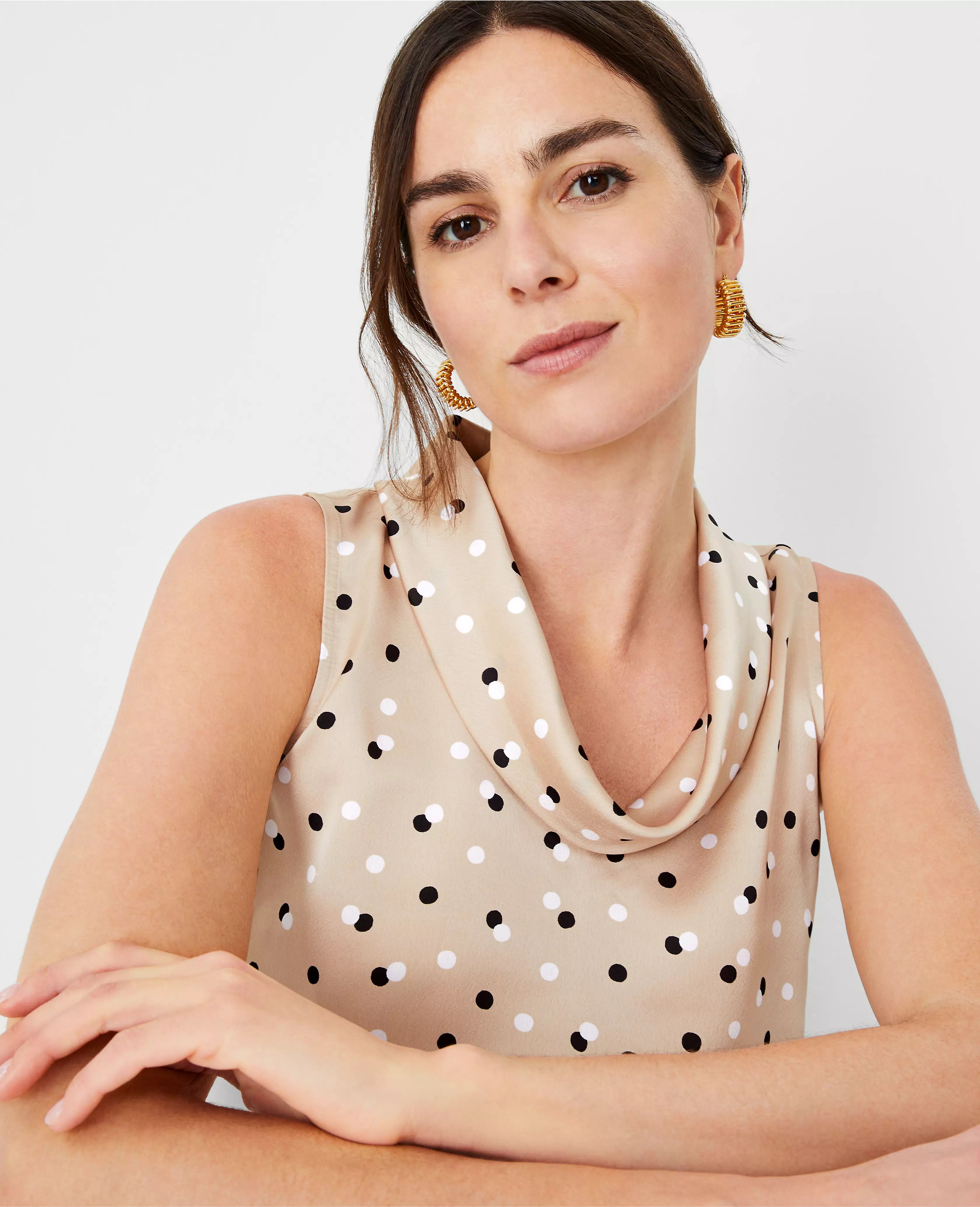 Dotted Cowl Neck Shell | Ann Taylor (US)