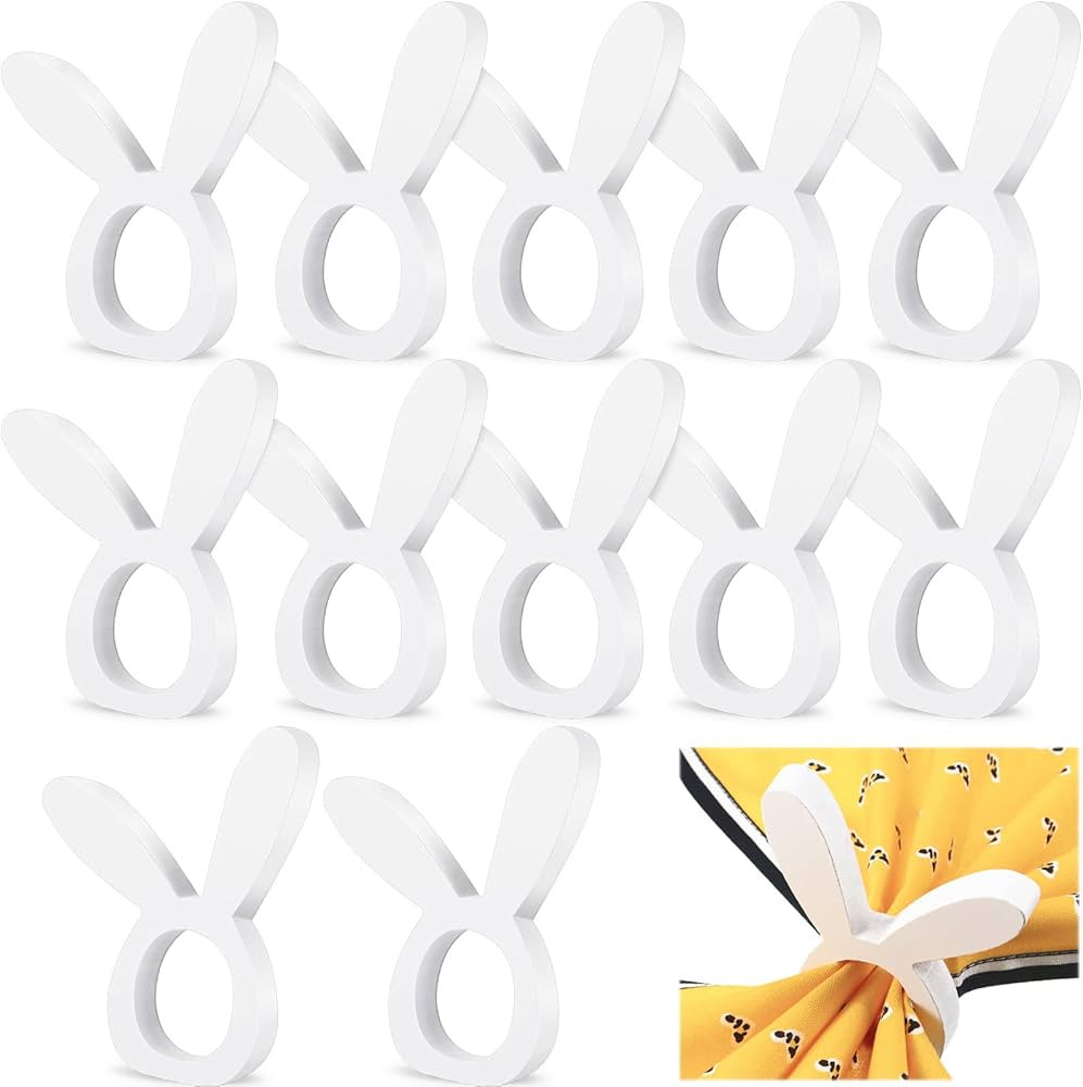 12 Pieces Wooden Bunny Napkin Rings Easter Bunny Ear Napkin Rings Cute Easter Napkin Rings Buckle... | Amazon (US)