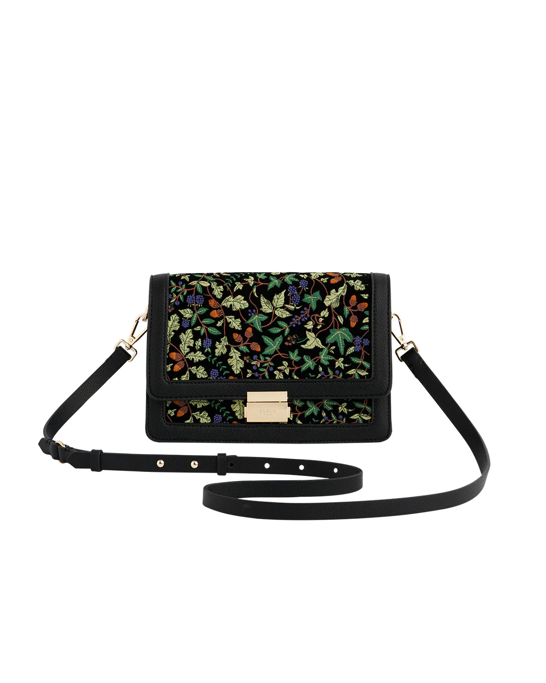 Black Embroidered Foldover Bag | Fable England