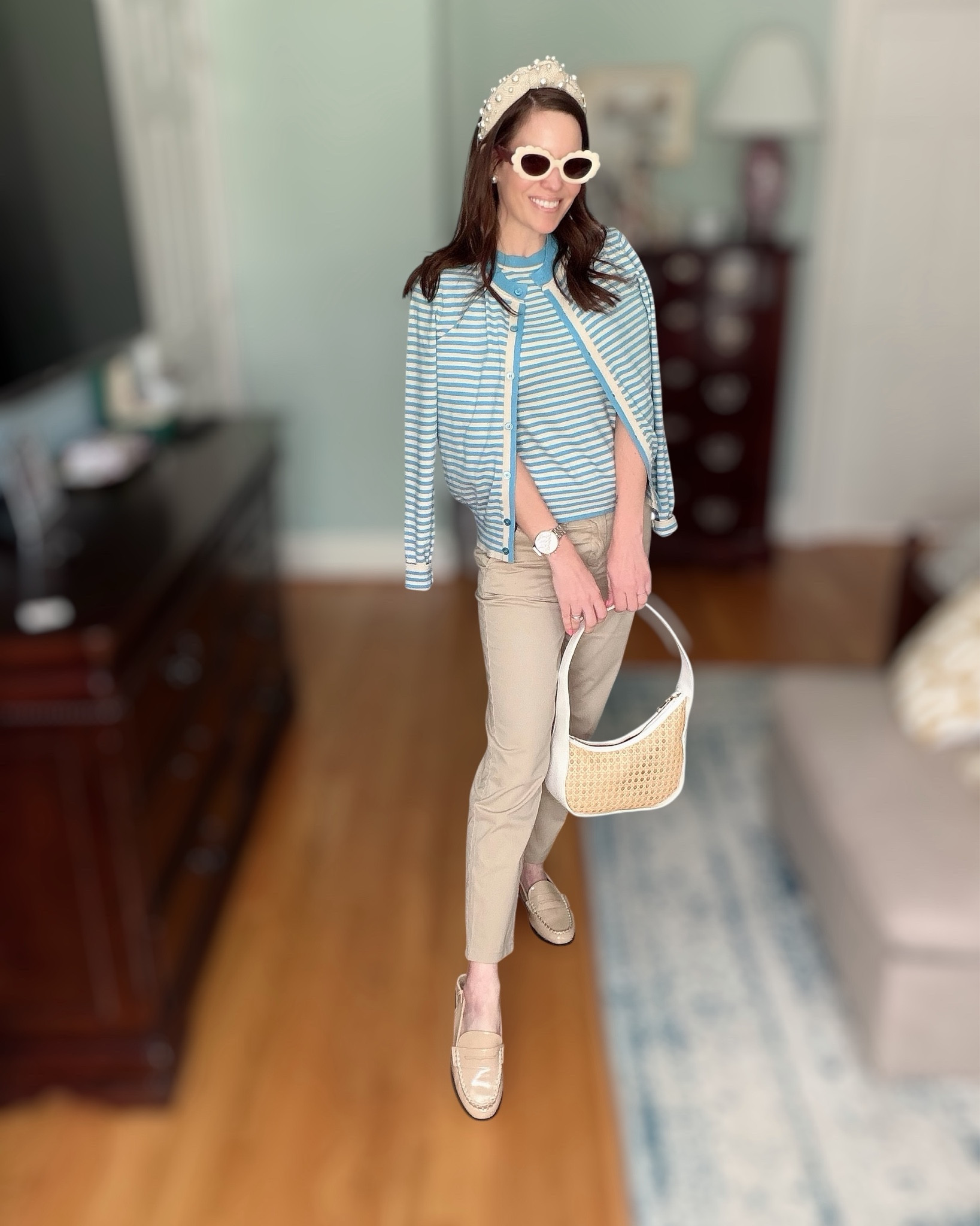 Preppy Blue Stripes & Classic Chinos Outfit

A polished everyday outfit with a coastal-preppy feel 💙 I styled this blue striped knit tank with matching cardigan and classic chino pants for an easy spring look that feels timeless and chic. Paired with neutral loafers, a woven shoulder bag, pearl headband, and scalloped sunnies for a fun statement moment. Perfect for lunch dates, errands, or casual workdays.

Wearing XS in the striped tank and cardigan and size 0 in the chinos. Everything linked including my pearl headband, woven bag, loafers, sunglasses, and watch.

spring outfit, preppy spring style, blue striped sweater set, chino pants outfit, coastal preppy outfit, classic spring style, neutral loafers outfit, everyday polished outfit, striped knit outfit, casual chic spring look 💙✨

#LTKstorytime #LTKWorkwear #LTKOver40

#LTKWorkwear #LTKOver40 #LTKPetite