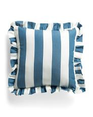 Made In Usa 18x18 Cabana Striped Ruffled Indoor Outdoor Pillow | TJ Maxx