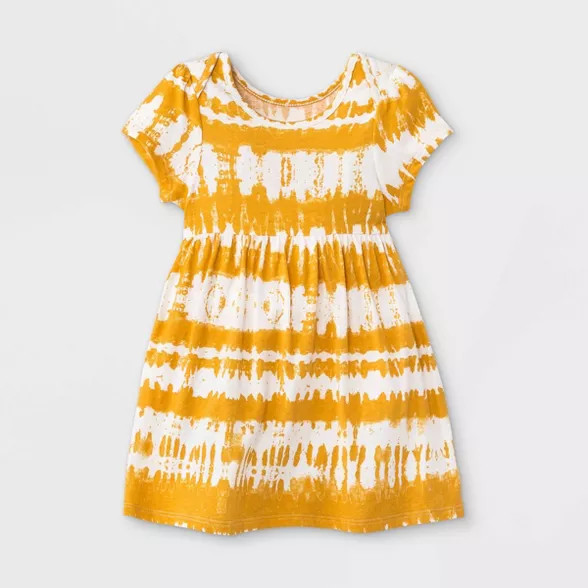 Grayson Mini Baby Girls' Tie-Dye Short Sleeve Bodysuit - Yellow | Target