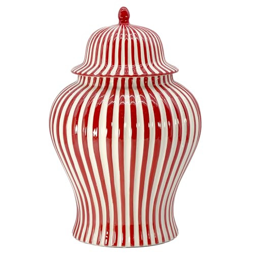 Galt International 18" Red Candy Stripe Ginger Jar w/Lid - Christmas Holiday Decor Home Decor Living Room Party Decorations | Amazon (US)