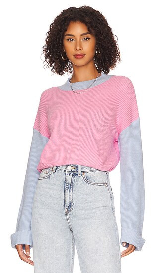 Kate Ribbed Sweater in Pink & Blue | Revolve Clothing (Global)
