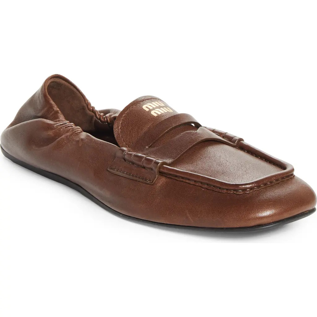 Miu Miu Ruches Leather Loafer in Radica at Nordstrom, Size 10.5Us | Nordstrom