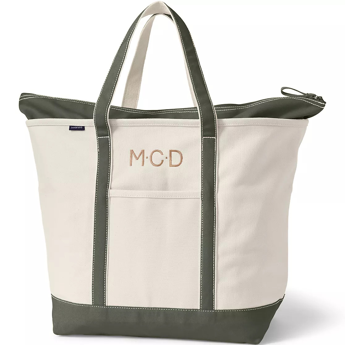 Extra Large 5 Pocket Zip Top Canvas Tote Bag | Lands' End (US)