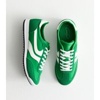 Women's Green Faux Brushed Suede Panelled Trainers Vegan New Look | New Look (UK)