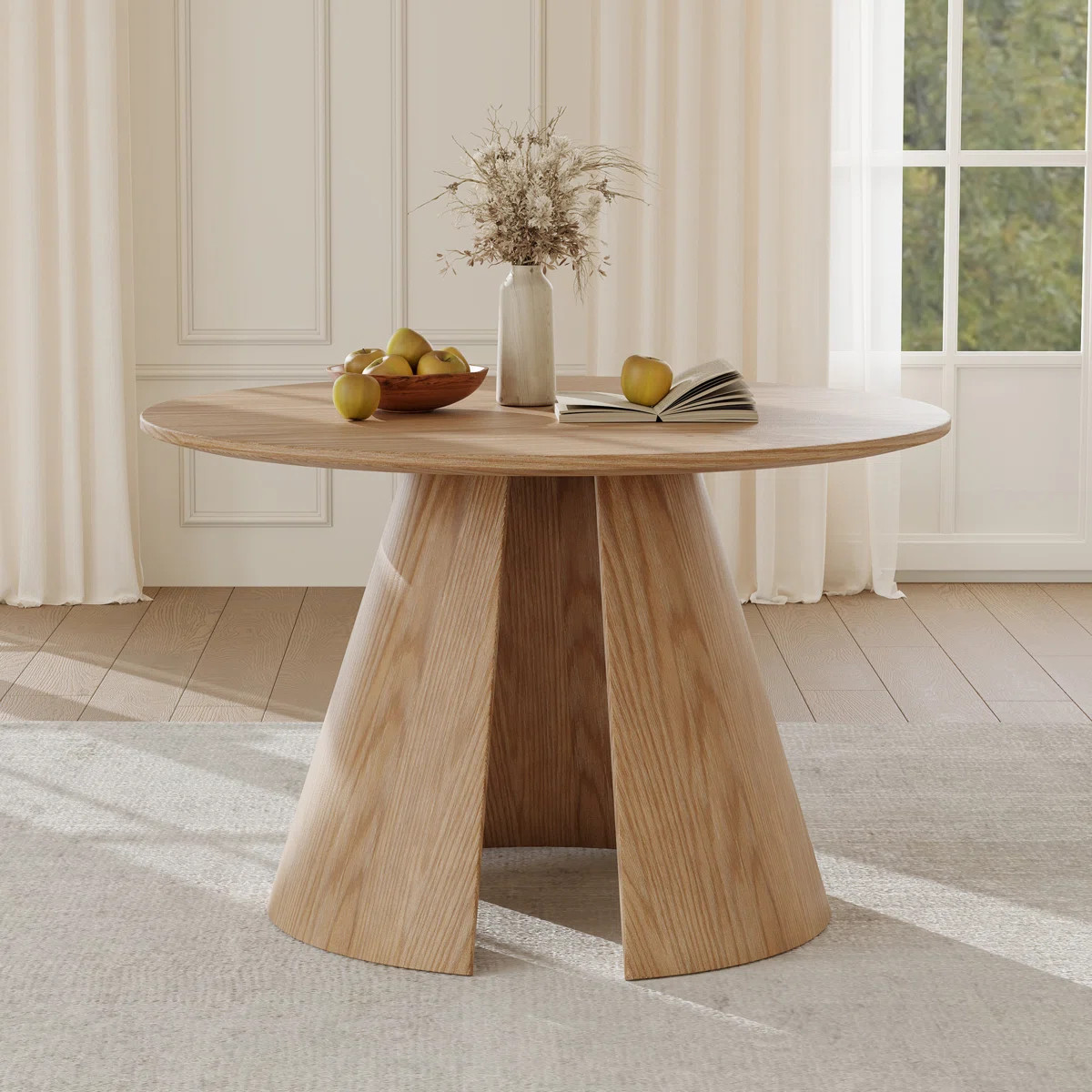 Round Dining Table For 4-5 People Farmhouse Style Kitchen Table | Wayfair North America