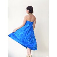 Vintage 1950S Party Dress | Sapphire Blue Silk Brocade Gown Strapless Floral | Etsy (US)