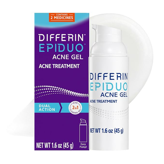 Differin Epiduo Acne Gel Treatment, Adapalene & Benzoyl Peroxide, 45g Pump | FDA-Approved OTC Acn... | Amazon (US)