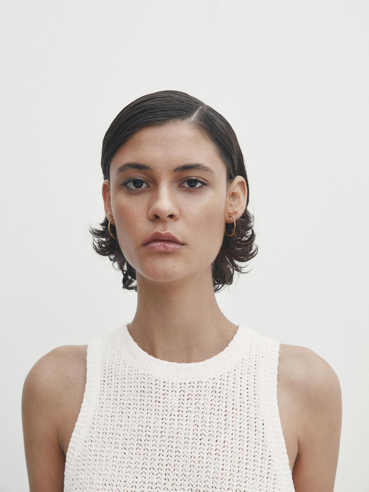 Sleeveless textured midi dress | Massimo Dutti US