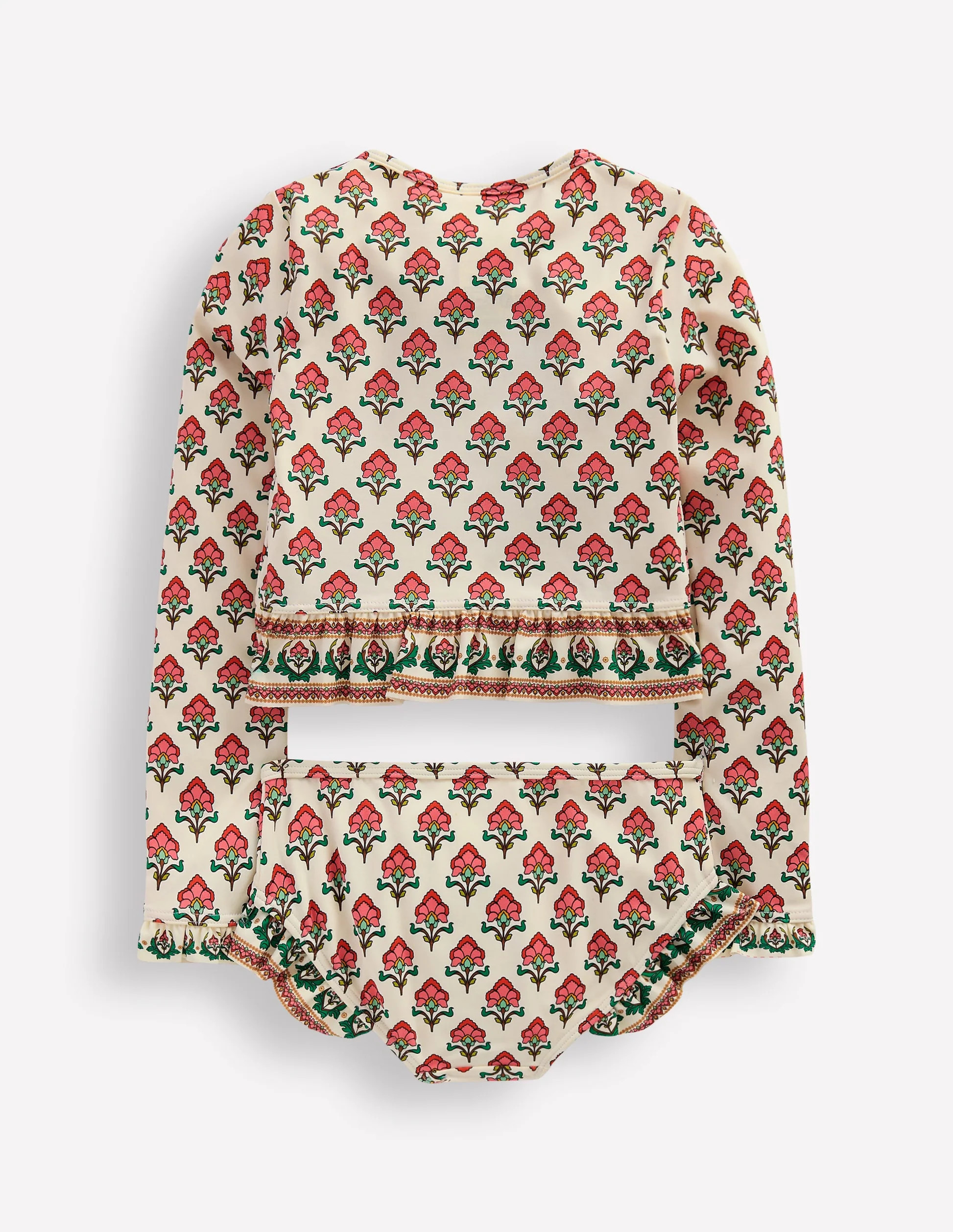 Hem Frill Rash Vest Set-Soft Ivory Woodblock Flower | Boden (US)