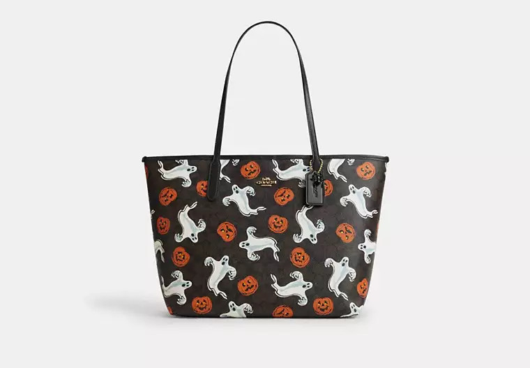 City Tote Bag In Signature Canvas With Halloween Print | Coach Outlet US