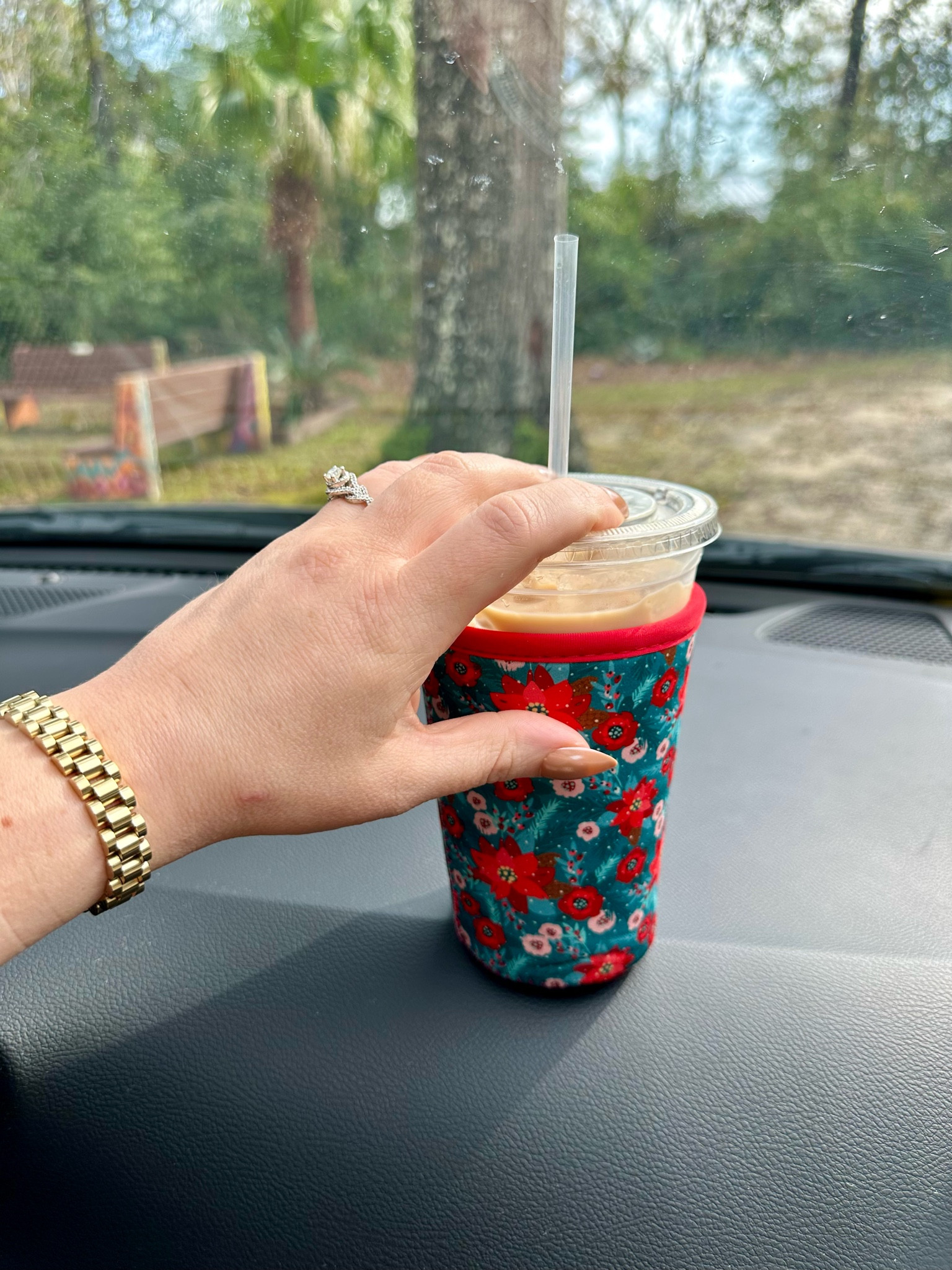 First iced latte (caffeine of any kind!!) in over a week & it’s delicious!! Iced Toasted Marshmallow from White House Coffee in Lacombe, LA. 

Finally able to wear my real engagement ring again 🥰 after years of my hands being too large. 

How cute is the Java sok on the coffee cup too? Great for keeping my coffee cold and my hands dry 🙌

#LTKStyleTip #LTKFindsUnder50 #LTKHome