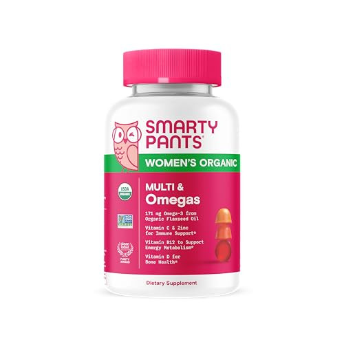 SmartyPants Organic Women's Multivitamin Gummies: Biotin, Methylfolate, Omega 3 (ALA), Vitamin D3, C, Vitamin B12, B6, Vitamin A, K & Zinc, Gluten Free, Vegetarian, 120 Count (30 Day Supply) | Amazon (US)