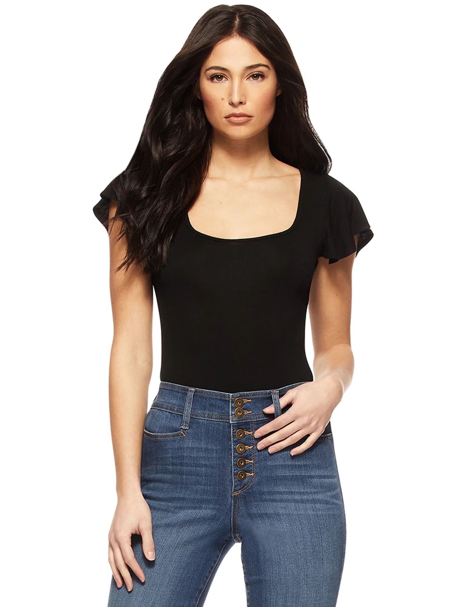 Sofia Jeans by Sofia Vergara Women’s Flutter Sleeve Bodysuit | Walmart (US)