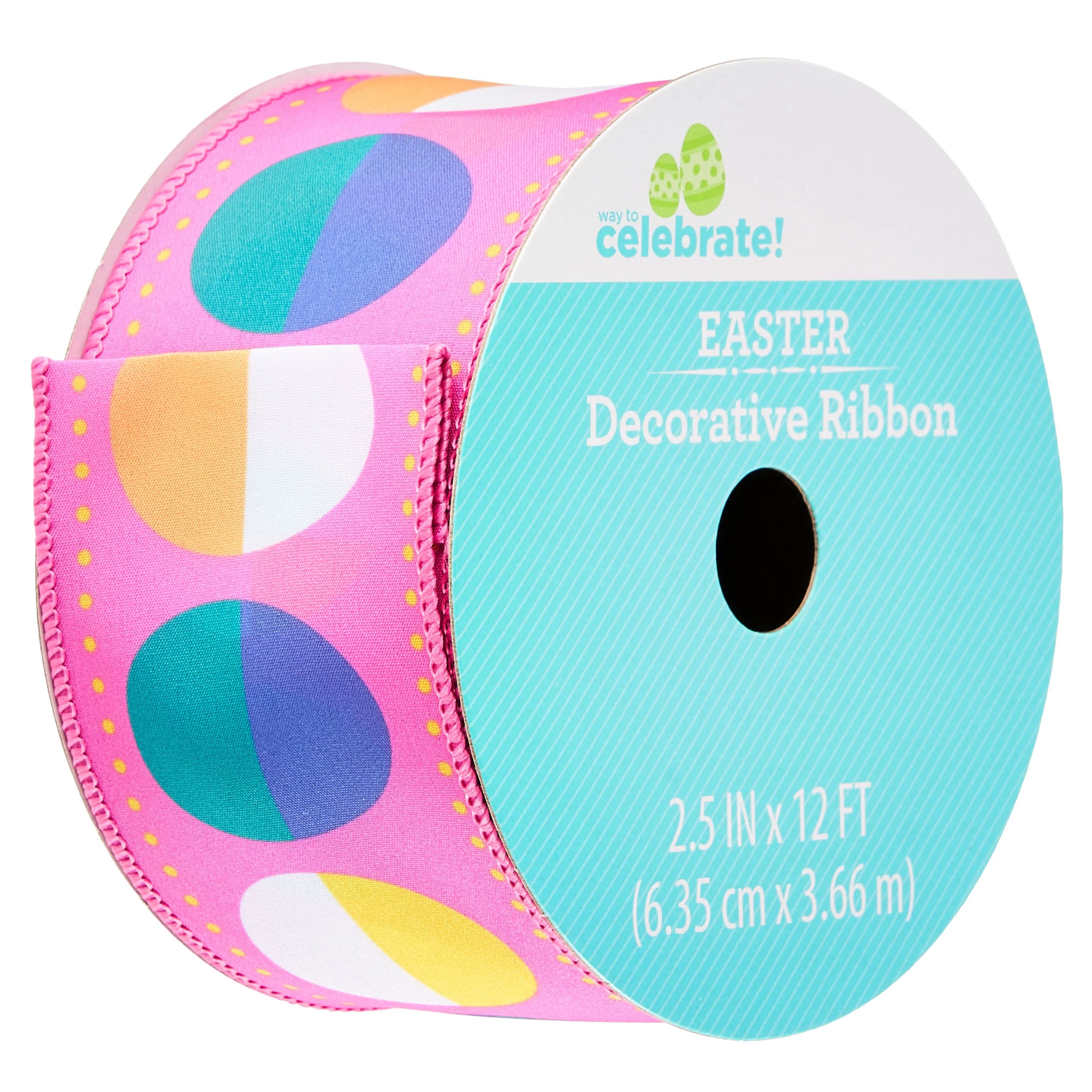 Way To Celebrate Easter Ribbon, Easter Eggs, 2.5" x 12' | Walmart (US)