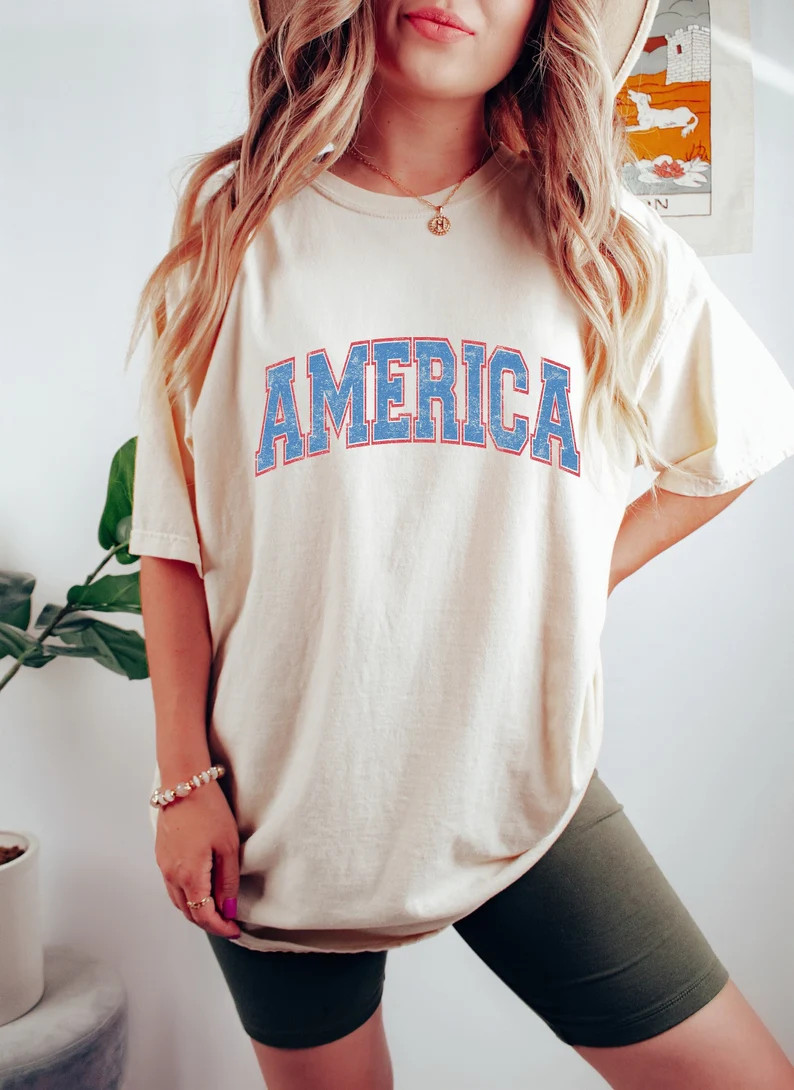 America Oversized Vintage T-Shirt, Comfort Colors tshirt, Retro America Shirt, 4th Of July Shirt,... | Etsy (US)