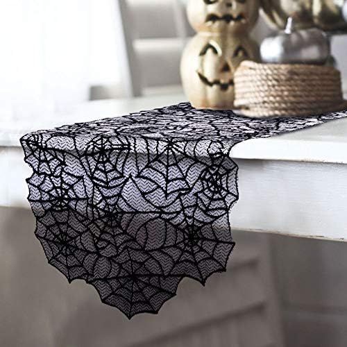 OurWarm Halloween Table Runner, Black Spider Web Tablecloth Polyester Lace Table Runner for Hallo... | Amazon (US)